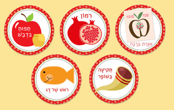 Preview of Rosh Hashanah Customs Flashcards (Hebrew)