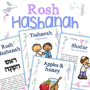 Preview of ROSH HASHANAH Coloring Pages and Poster Set  | Bulletin Board Decor