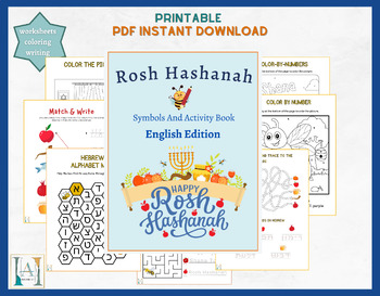 Preview of Rosh Hashanah Printable English Hebrew Activity Book For Kids