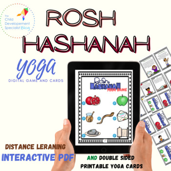 Preview of Rosh Hashanah Yoga cards and no prep digital game