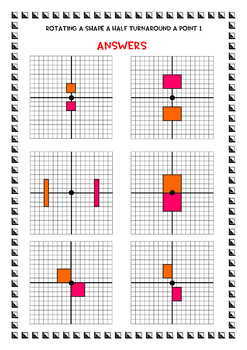 Rotate shapes around a point - Half and Quarter turns - PACK, answer keys