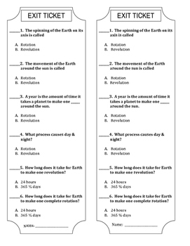 Preview of Rotation / Revolution Exit Ticket