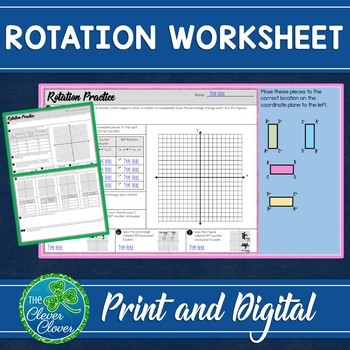 Preview of Transformations - Rotation Worksheets - Print and Digital - Google Slides