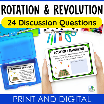 Preview of Earth's Rotation and Revolution Review Questions | Task Cards and Digital Slides