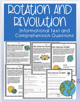 Preview of Rotation and Revolution Informative Text and Comprehension Questions