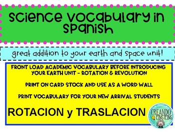 Preview of Rotation and Revolution - SPANISH Vocabulary