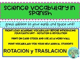 Rotation and Revolution - SPANISH Vocabulary