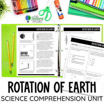 Preview of Rotation of Earth - Day Night Cycle Science Reading Passage & Questions Activity