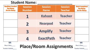 Preview of Rotations Card for Recording Learning Activities