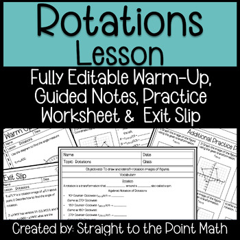 Preview of Rotations | Geometry | Warm Up | Guided Notes | Practice | Exit Slip