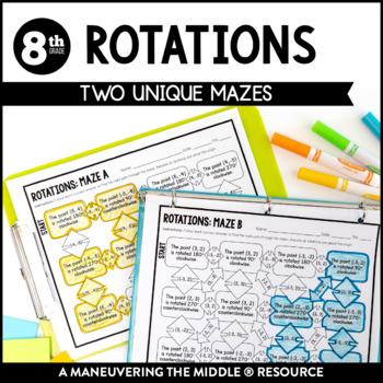 Preview of Rotations Activity | Clockwise and Counterclockwise Rotations | Math Mazes
