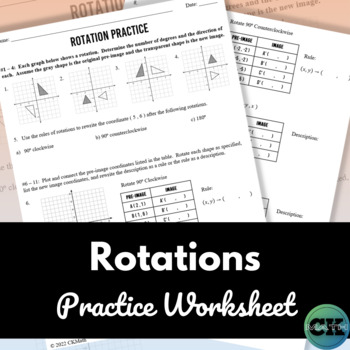Preview of Rotations Practice Worksheet - Practice Rotations on the Coordinate Plane