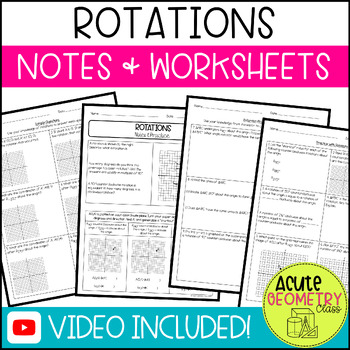 Preview of Rotations Guided Notes with Video Lesson and Practice Worksheet