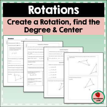 Preview of Rotations Worksheet Constructions Find Center Degree Function Notation