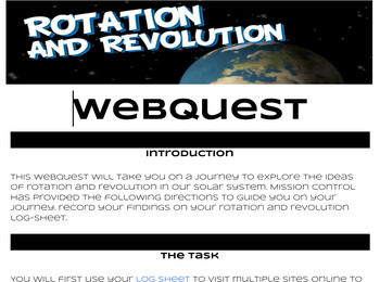 Preview of Rotations and Revolutions Webquest