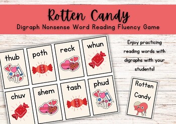 Preview of Rotten Candy Digraph Nonsense Word Reading Game- Valentine's Day