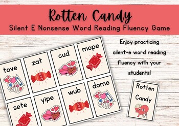 Preview of Rotten Candy Silent E Nonsense Word Reading Game// Valentine's Day