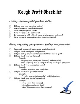 Preview of Rough Draft Revising and Editing Checklist