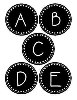 Preview of Round Black and White Word Wall Labels