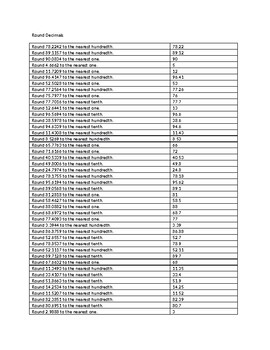 Preview of Round Decimals