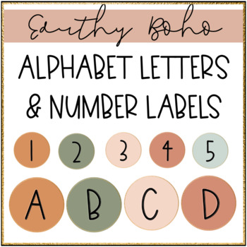 Preview of Round Letter & Number Labels | Earthy Boho