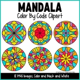 Round Mandala Geometric Kaleidoscope Color by Code Clipart