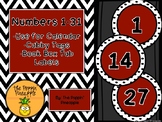 Round Numbers 1-35 (dark red with polka dots)