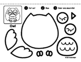 Round Owl Cut and Paste Fine Motor Activity: Fun Scissor S