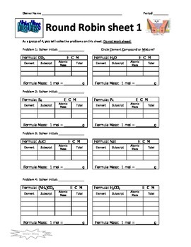 math grade sheet 6 Labs AA31 Robin Teachers Round Mass by  Molar Activity