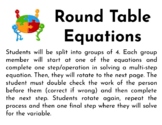 Round Table Activity - Multi Step Equations