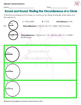 Preview of Round and Round: Finding the Circumference of a Circle Worksheet