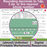 Round decimals to the nearest whole number, tenth or hundr