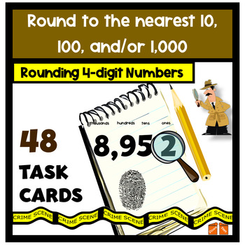 Preview of Round to the Nearest 10, 100, 1000 Task Cards & DIGITAL GOOGLE SLIDES (TM)