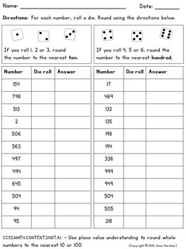 third grade rounding to the nearest 10 and 100 game tpt