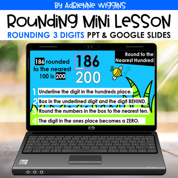 Preview of Rounding 3 Digit Numbers Mini Lesson - PPT & Google - Distance Learning