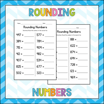 Preview of Rounding 3-Digit Numbers to the Nearest Ten - Math Worksheets - No Prep Sub Plan