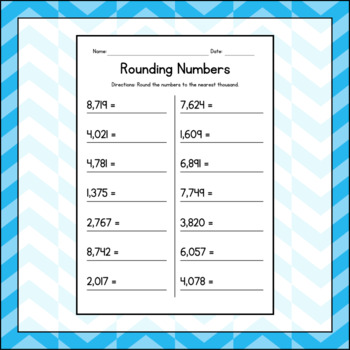 rounding 4 digit numbers to the nearest thousand math worksheets test prep