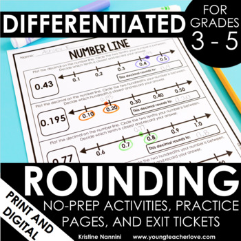 Preview of Rounding Activities - Math Games Place Value - No Prep Printables Exit Tickets