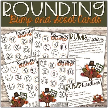 Preview of Rounding to the Nearest 10 and 100 Bump and Scoot {Thanksgiving}