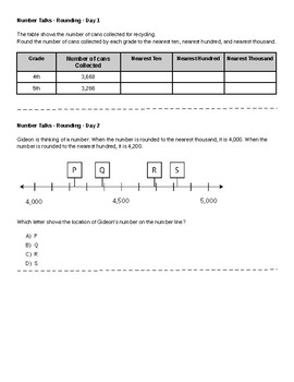 Preview of Rounding Number Talks - 4th grade