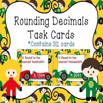 Preview of Rounding Decimals Task Cards Round Decimal 5th Grade Activity 5.NBT.4