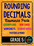 Rounding Decimals - Lesson Plans, Task Cards, and Quiz