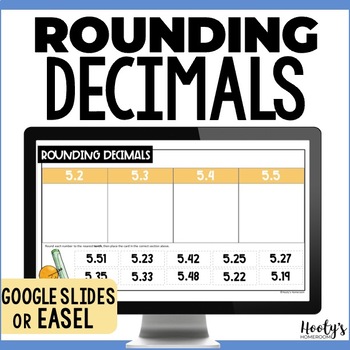 Preview of Rounding Decimals Activities - Google Slides or Easel Rounding Task Cards