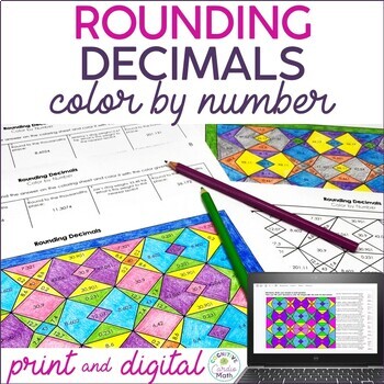 Preview of Rounding Decimals Color by Number 5th Grade Print and Digital Math Activity