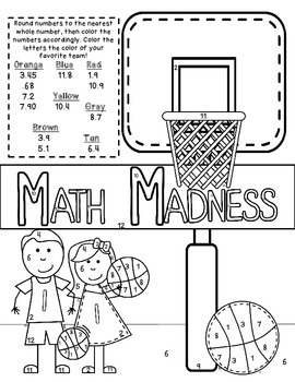 Rounding Decimals Color by Numbers by Sharpening The Minds | TpT
