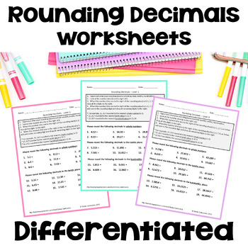 Preview of Rounding Decimals Worksheets - Differentiated