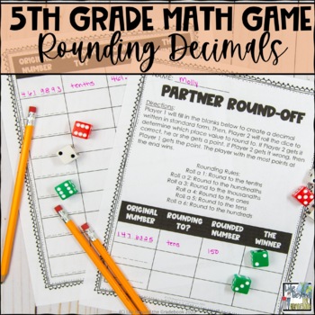 Preview of Rounding Decimals Worksheet | 5th Grade Math Centers | Decimal Rounding Practice