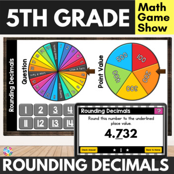 Preview of 5th Grade Decimal Place Value Review Game Activity Round Decimals Word Problems