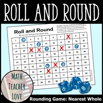 rounding decimals game printable nearest whole roll and round