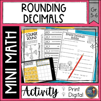 Preview of Rounding Decimals Math Activities - No Prep - Print and Digital